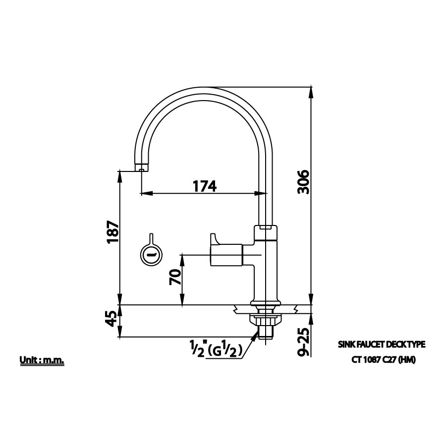 Vòi bếp COTTO CT1087C27(HM) lạnh Como