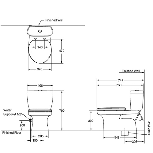 Bồn cầu 2 khối COTTO C1389 nắp êm dòng Timon - 10