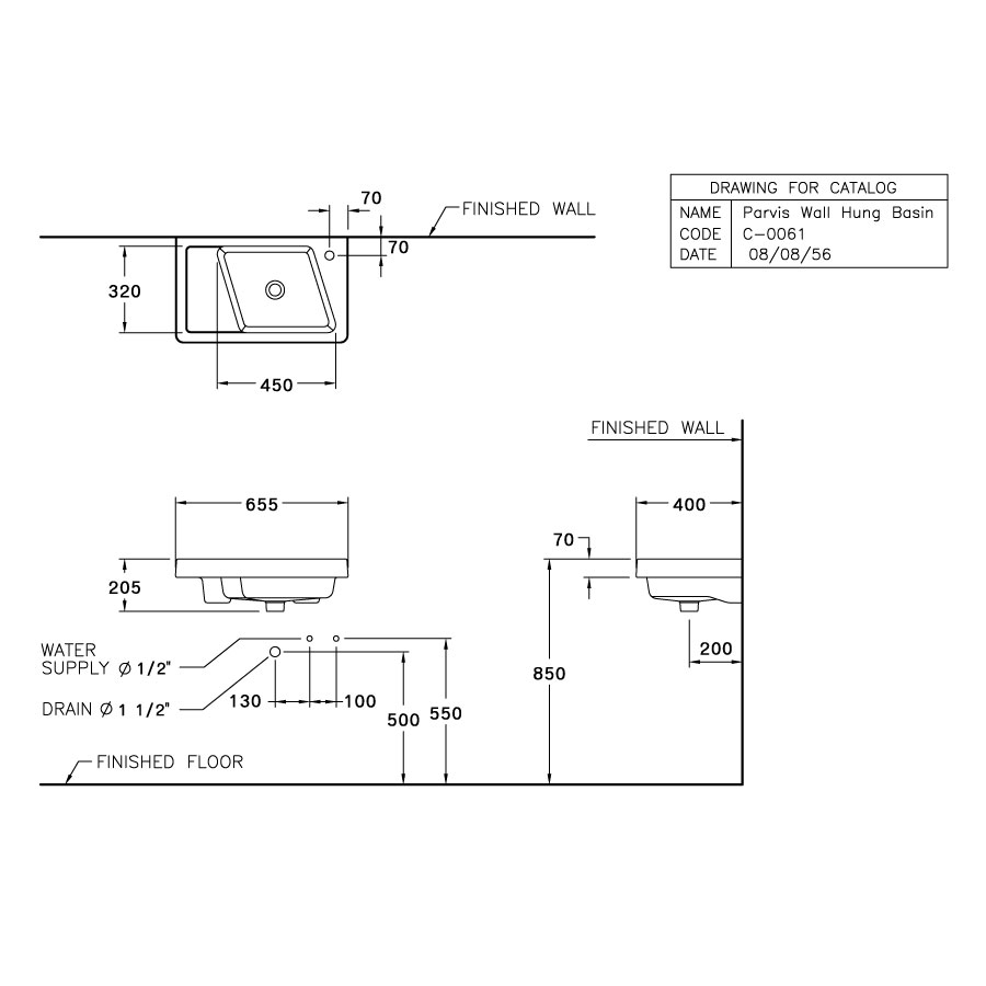 Chậu lavabo treo tường COTTO C0061 Parvis - 2