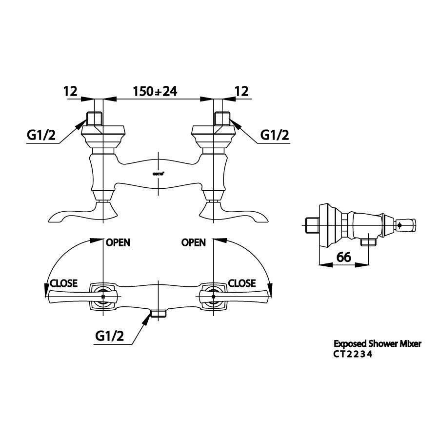 Củ sen tắm COTTO CT2234 nóng lạnh Everett
