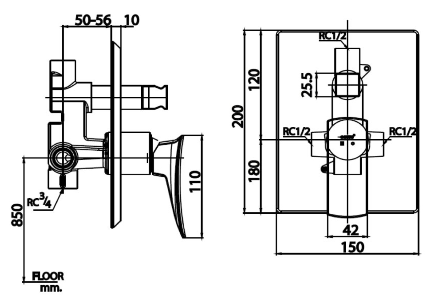 Van điều chỉnh âm tường nóng lạnh COTTO CT2255A - 6