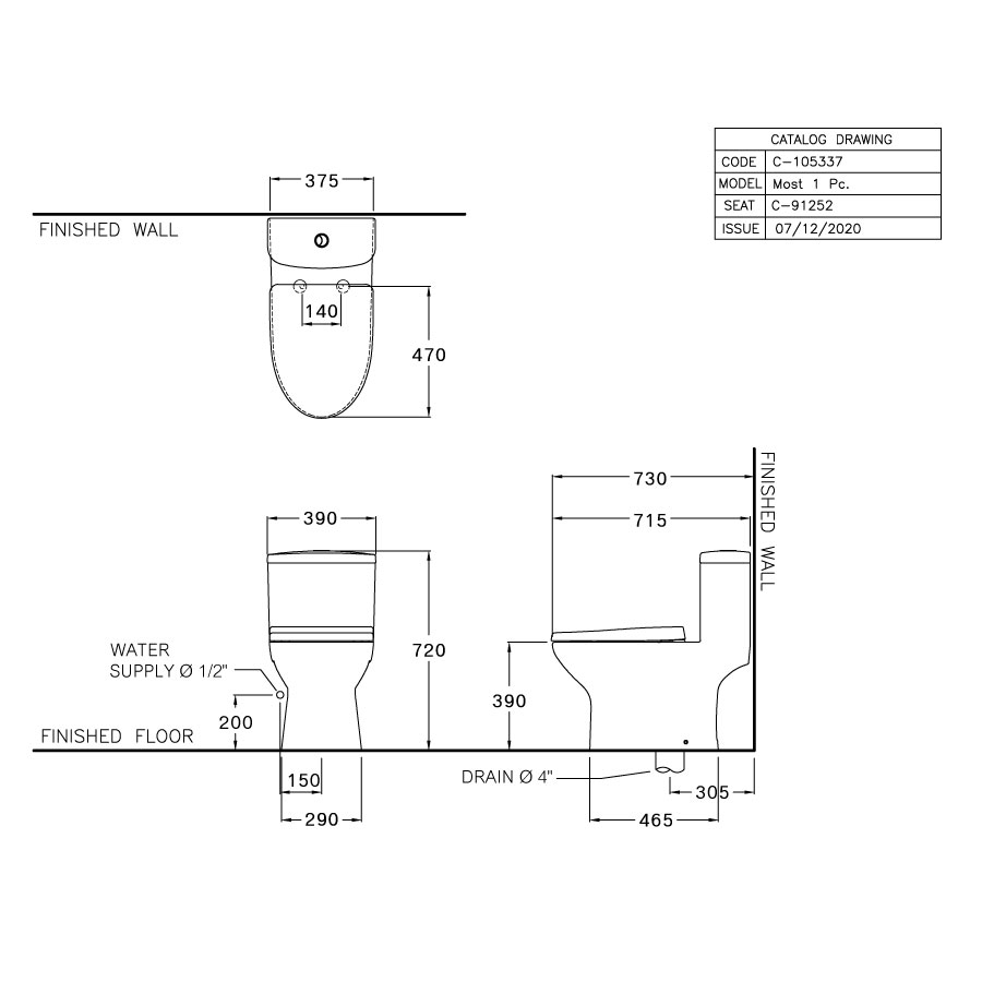 Bồn cầu 1 khối COTTO C105337 nắp êm dòng Most