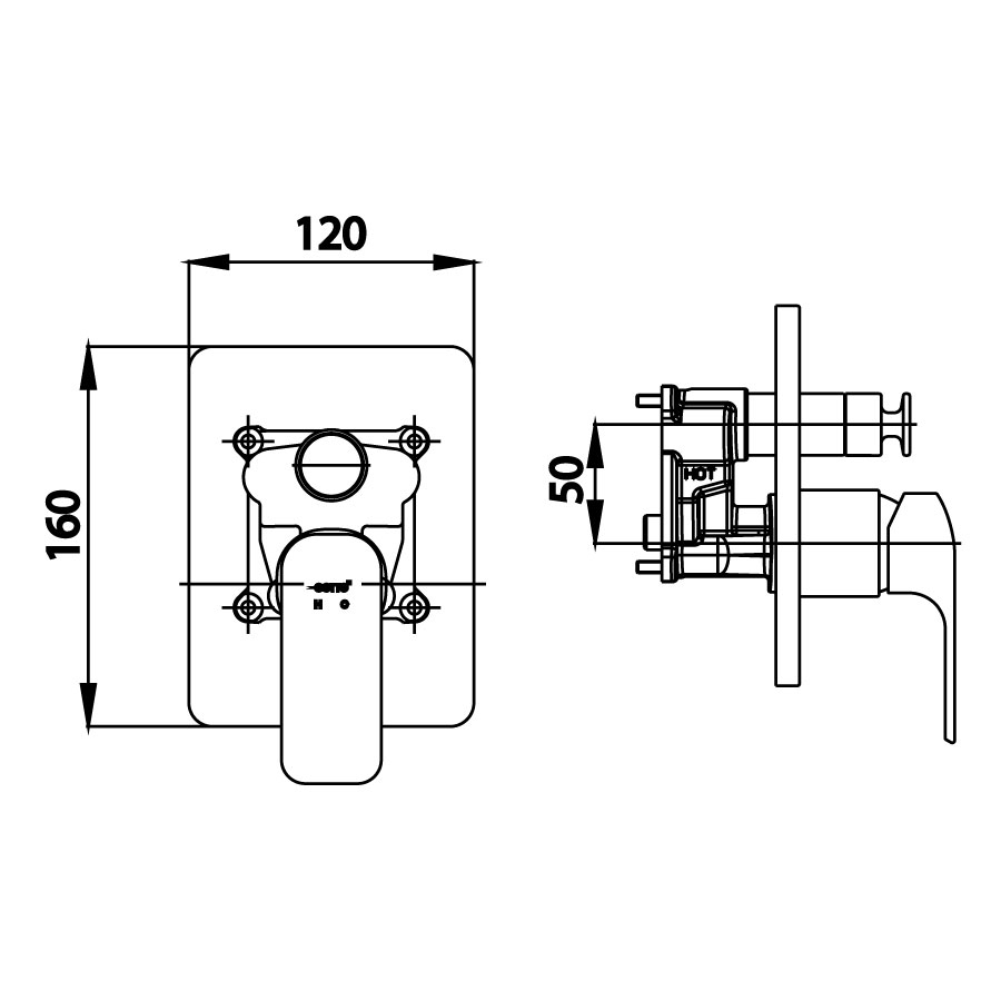 Van điều chỉnh âm tường nóng lạnh COTTO CT2145A - 3