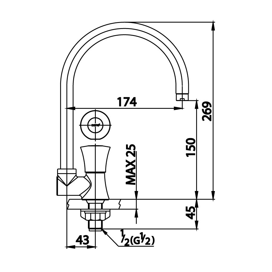 Vòi bếp COTTO CT1094C26(HM) lạnh Villa