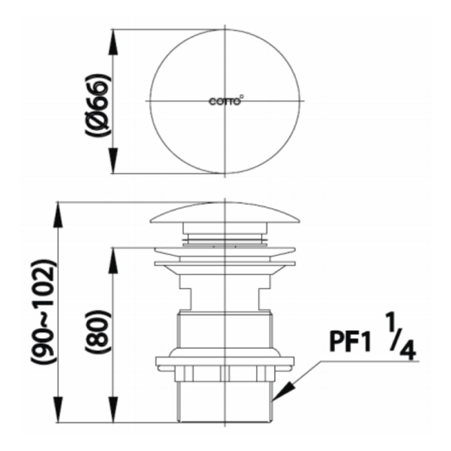 Bộ xả nhấn COTTO CT665(HM) có lỗ xả tràn