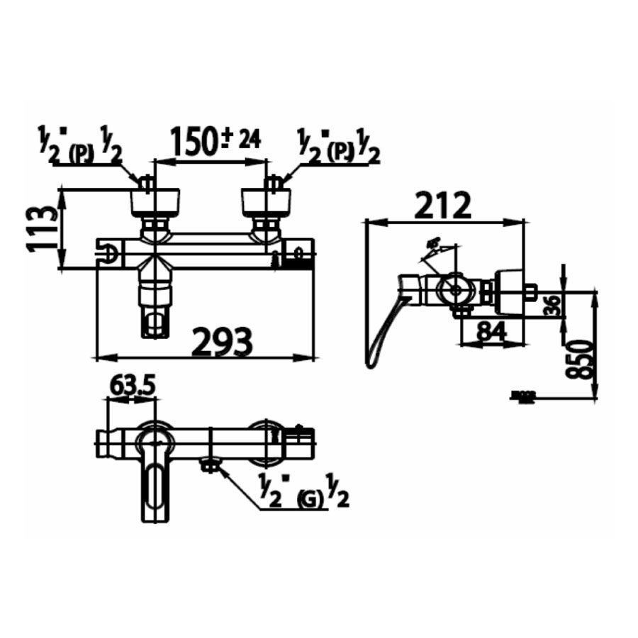 Củ sen tắm COTTO CT301A nhiệt độ gắn tường Enna - 2