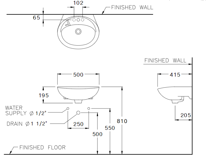 Chậu lavabo treo tường COTTO C013