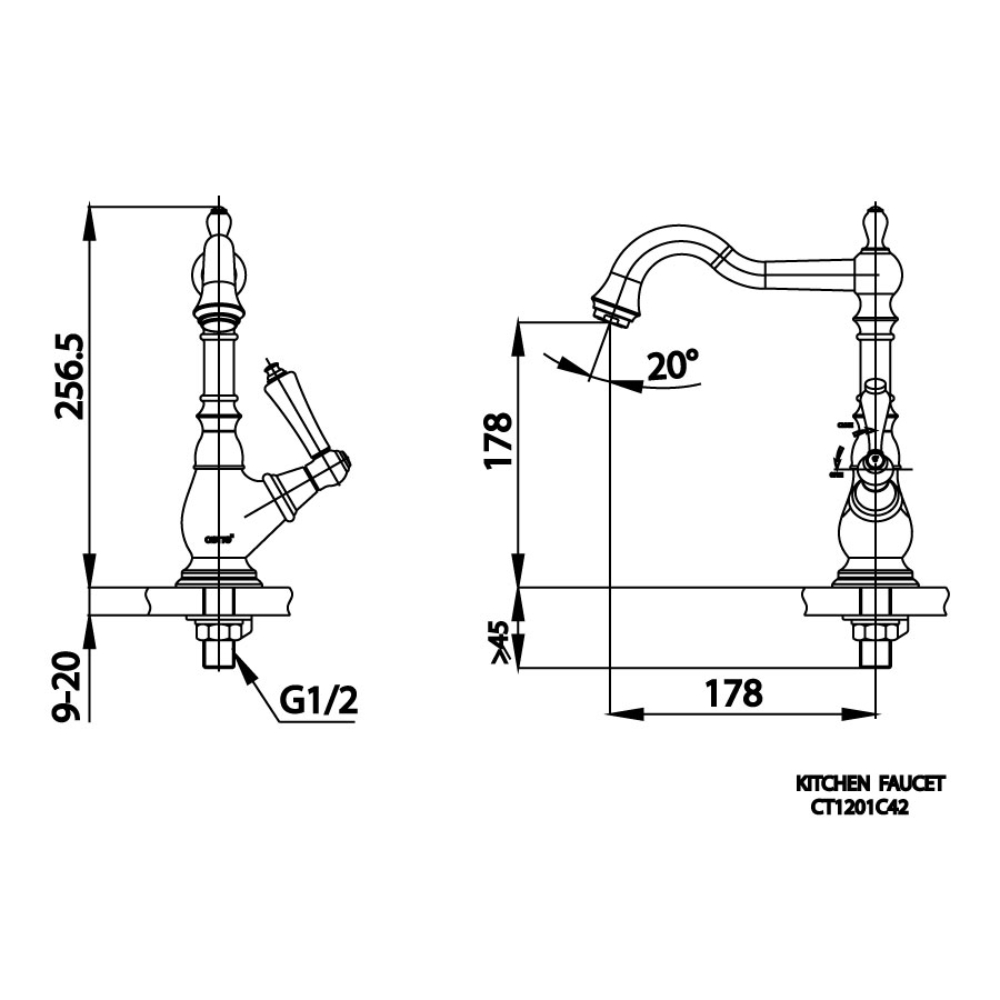 Vòi chậu lavabo COTTO CT1201C42 / CT1201C42#GR nước lạnh thân cao Glamis