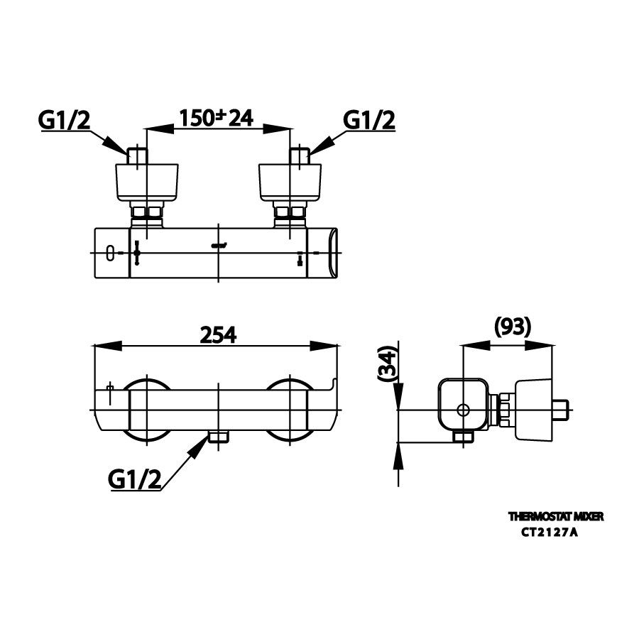 Củ sen tắm COTTO CT2127A nhiệt độ gắn tường Scirocco - 2