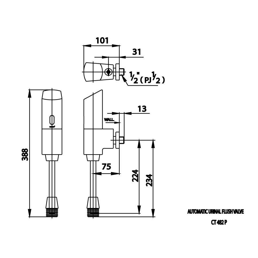 Van xả tiểu nam COTTO CT482P cảm ứng dùng pin - 2
