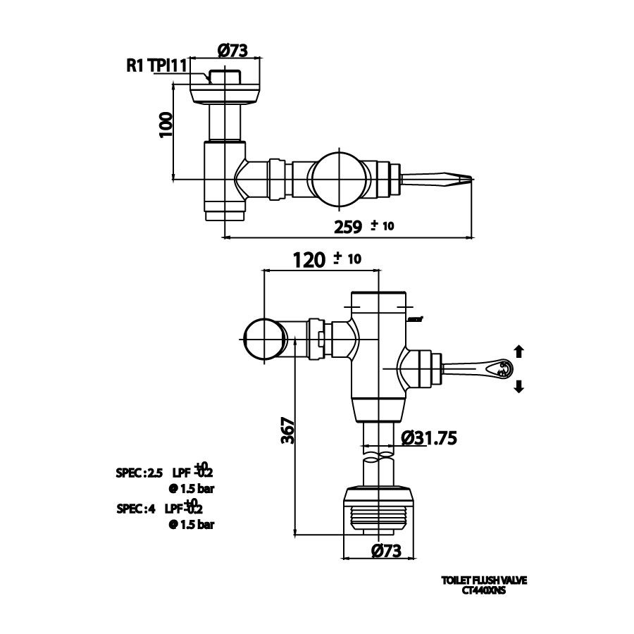 Van xả trực tiếp cho bàn cầu COTTO CT440XNS