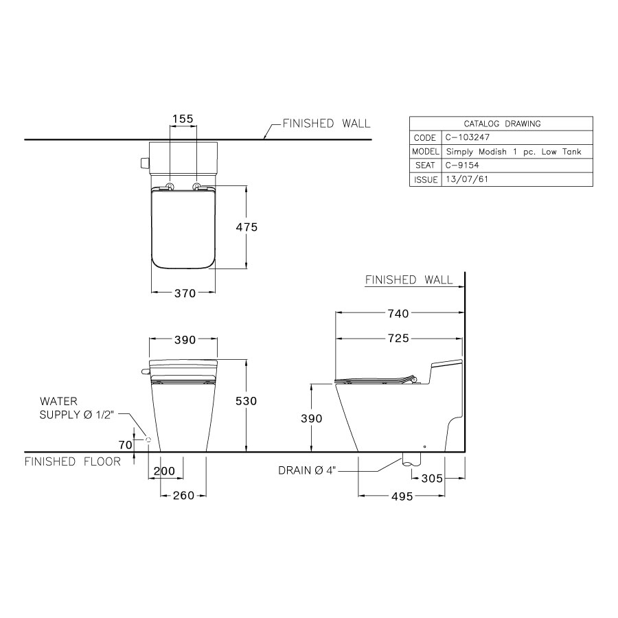 Bồn cầu 1 khối COTTO C103247 nắp êm dòng Simply Modish - 2