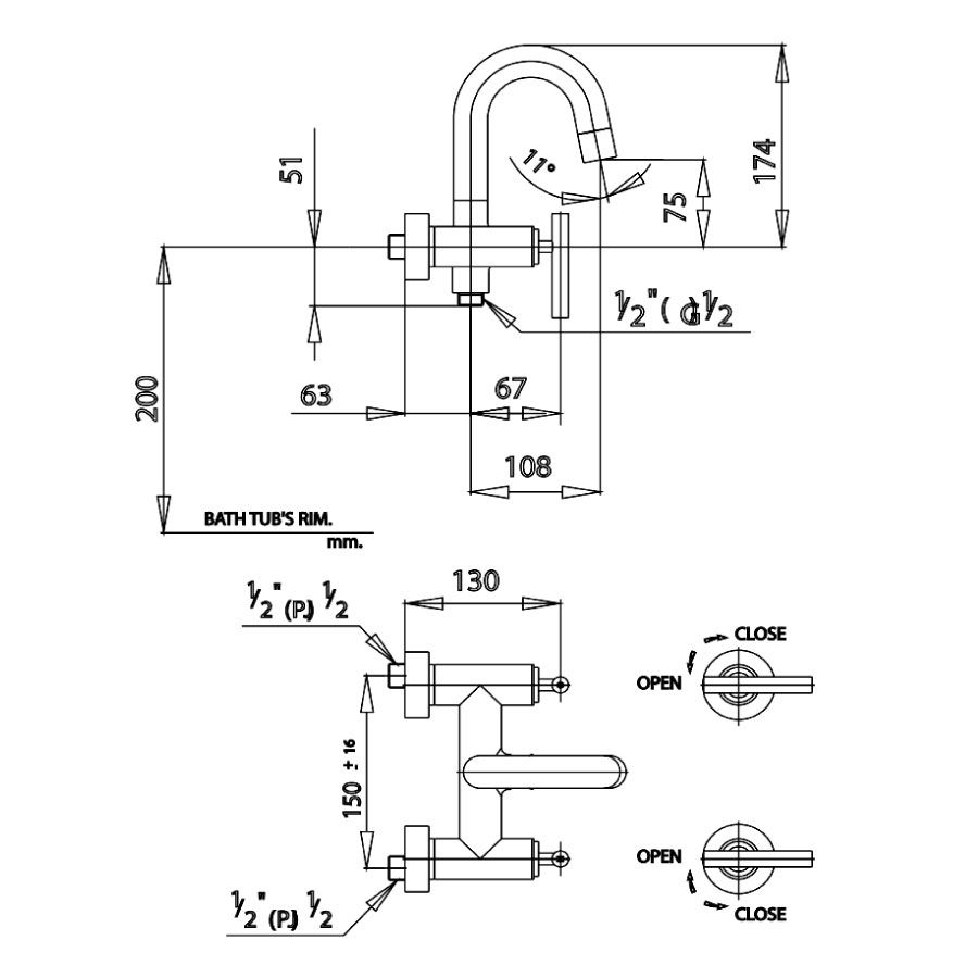 Củ sen tắm COTTO CT252C20 nóng lạnh Cross