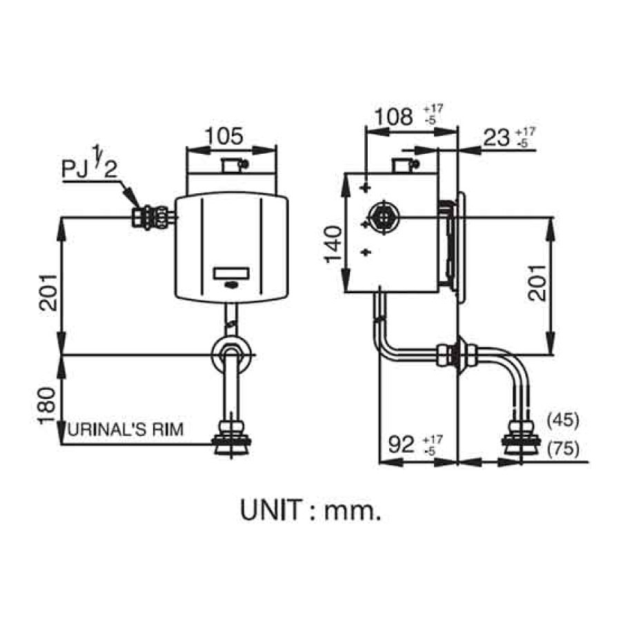 Van xả tiểu nam cảm ứng âm tường COTTO CT480AC / CT480DC - 2