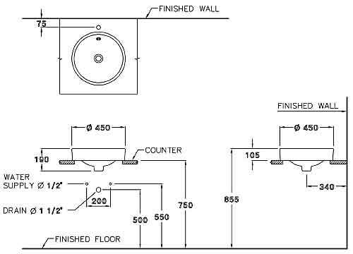 Chậu rửa lavabo đặt bàn COTTO C00027 Neo - 3