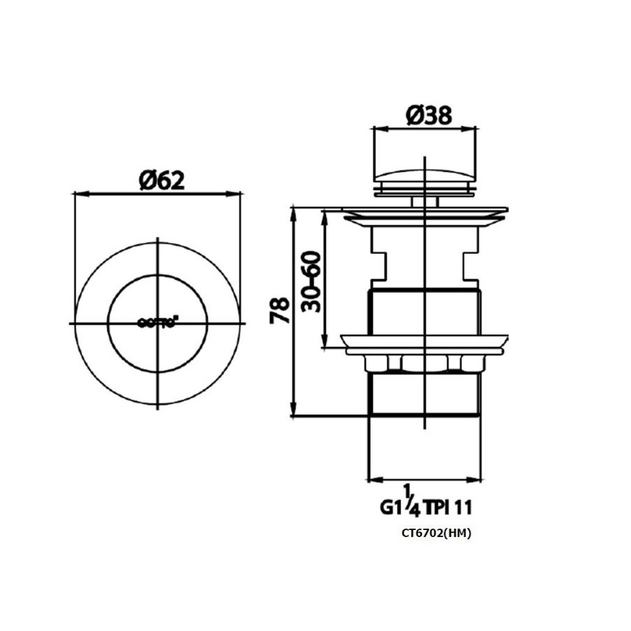 Bộ Xả Nhấn COTTO CT6702(HM) có lỗ xả tràn