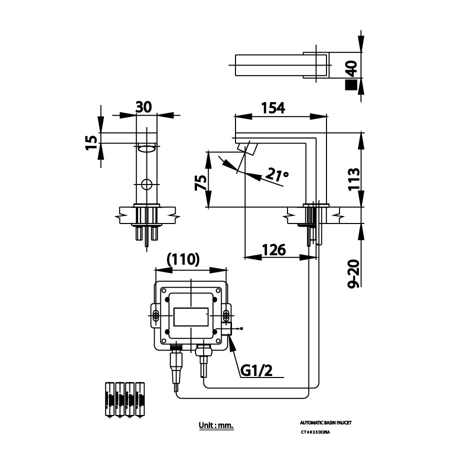 Vòi chậu lavabo COTTO CT4925DC#SA cảm ứng nước lạnh dùng pin - 2