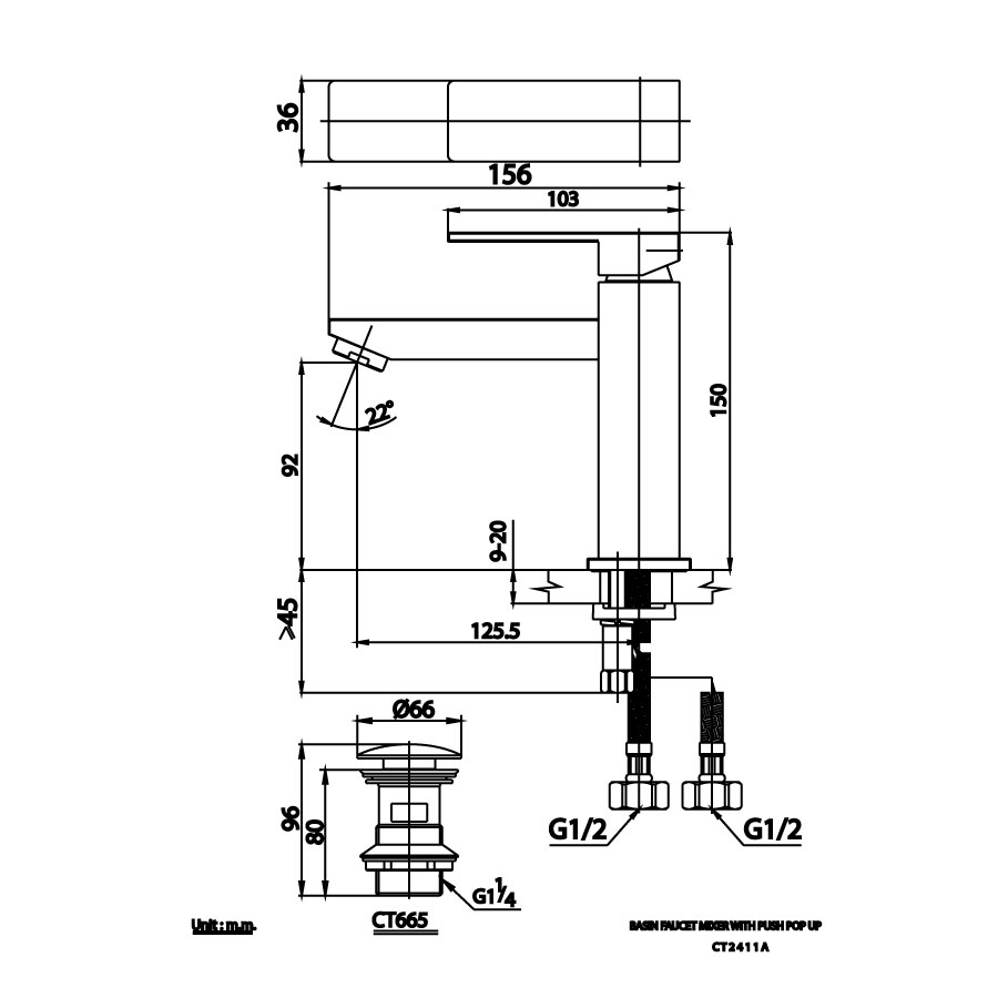 Vòi chậu lavabo COTTO CT2411A nóng lạnh Master One - 2