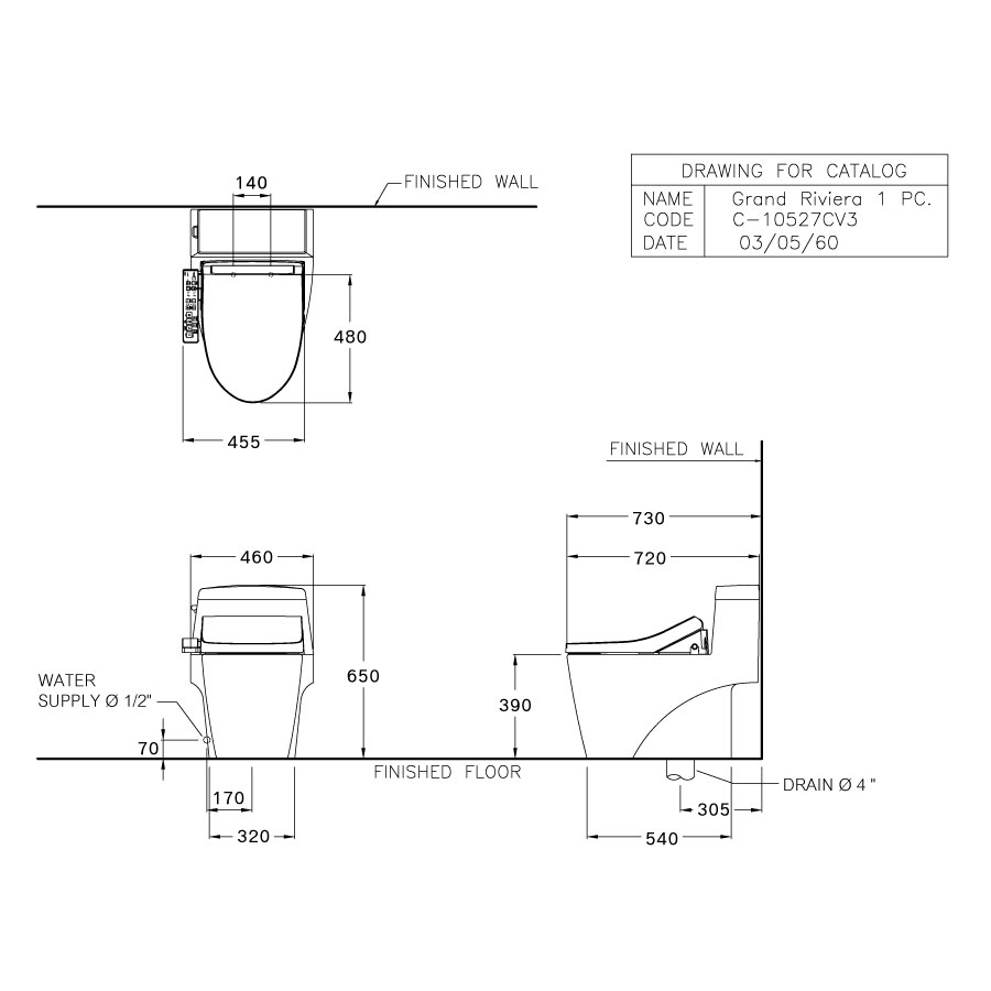 Bồn cầu 1 khối nắp điện tử COTTO C10527(CV3) Grand Riviera - 2