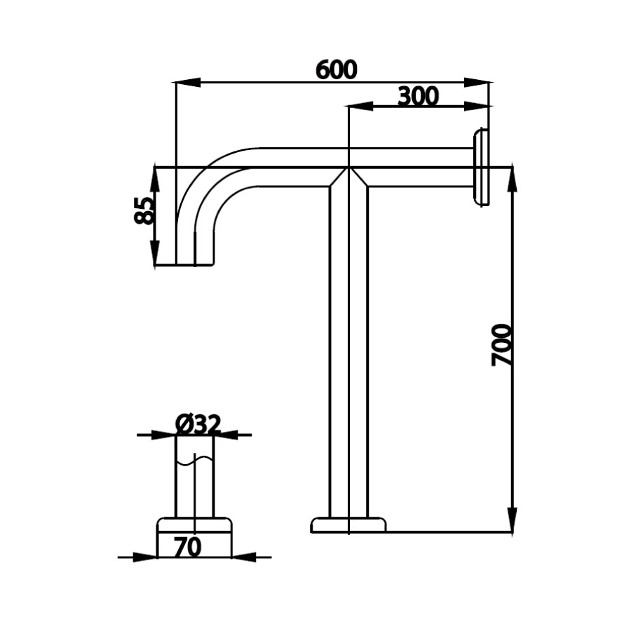 Thanh tay vịn COTTO CT753(HM) Handrail hình chữ T - 2