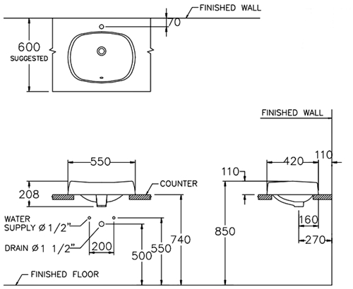 Chậu rửa lavabo đặt bàn COTTO C02517 Chloe
