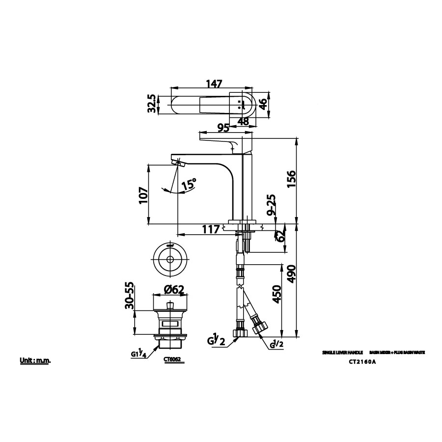 Vòi chậu lavabo COTTO CT2160A nóng lạnh Luke