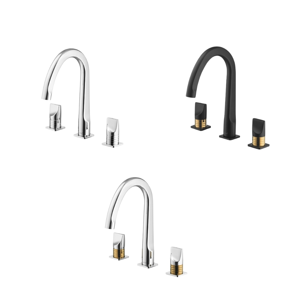 Vòi chậu lavabo COTTO CT2282C46 / BLGR / CG nóng lạnh 3 lỗ Crescent - 2