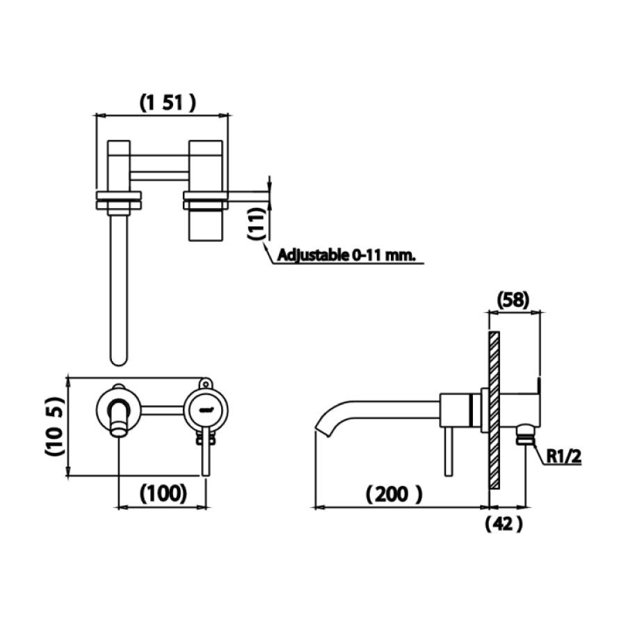 Vòi chậu lavabo COTTO CT1273C55#SA(HM) nước lạnh gắn tường Titus - 2