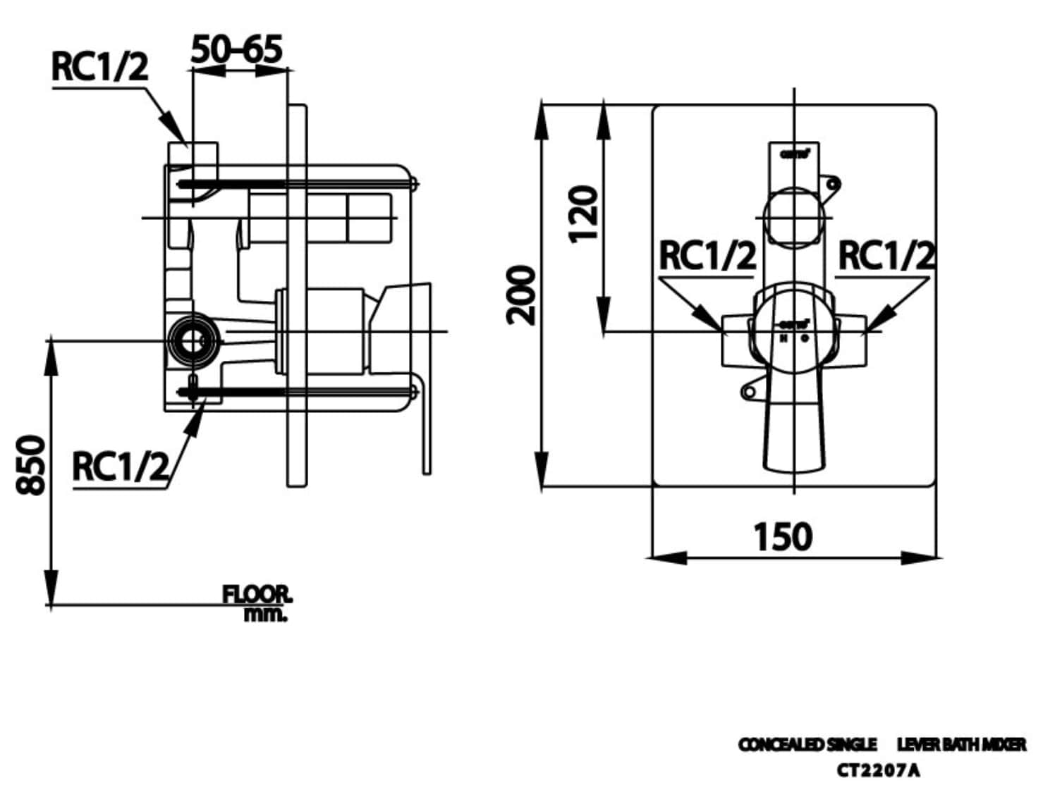 Van điều chỉnh âm tường COTTO CT2207A nóng lạnh kèm van dừng 2 đường nước Cubic - 3
