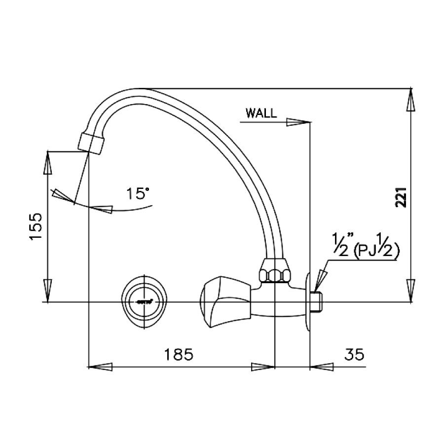 Vòi bếp COTTO CT185C11(HM) nước lạnh New Century - 2