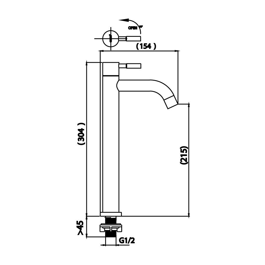 Vòi chậu lavabo COTTO CT1272C55Y#SA(HM) nước lạnh thân cao Titus - 2