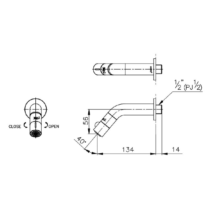 Vòi chậu lavabo COTTO CT1062 nước lạnh gắn tường Minimus - 2