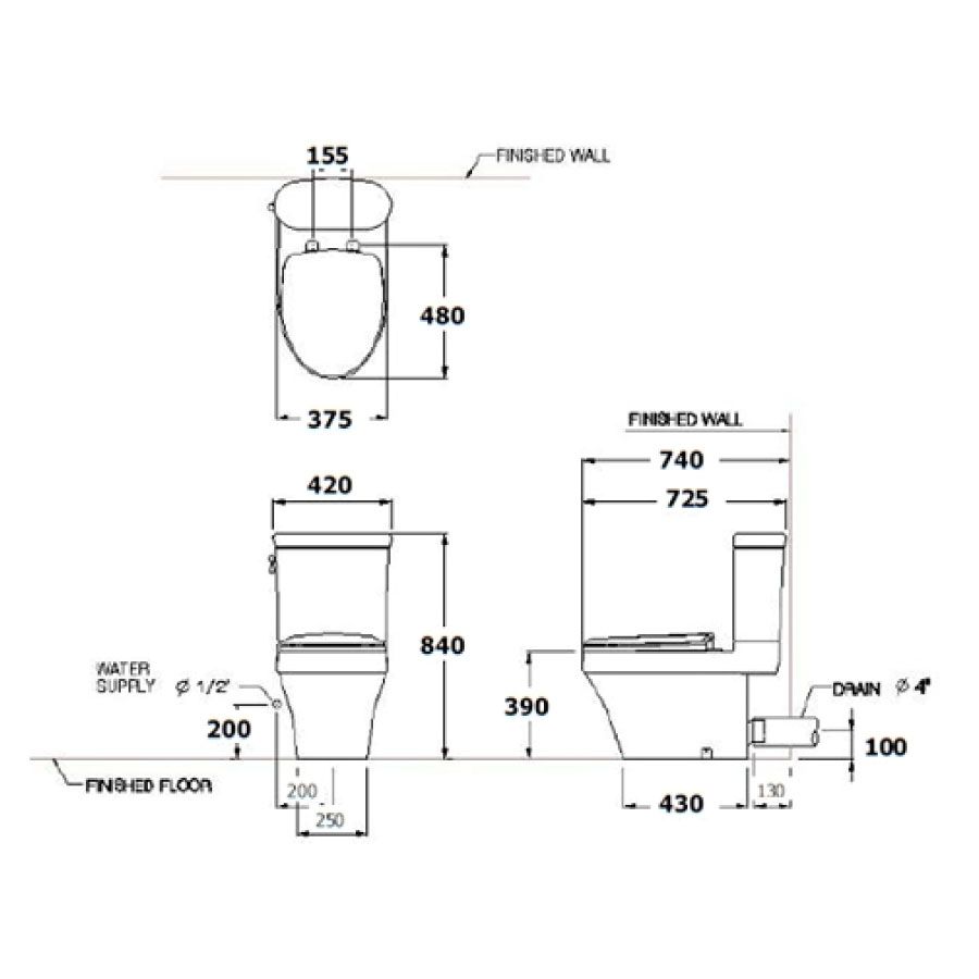 Bồn cầu 2 khối COTTO C12617 nắp đóng êm Opera - 2