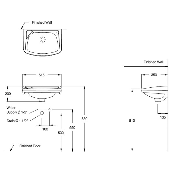 Chậu lavabo treo tường COTTO C002 Dorex