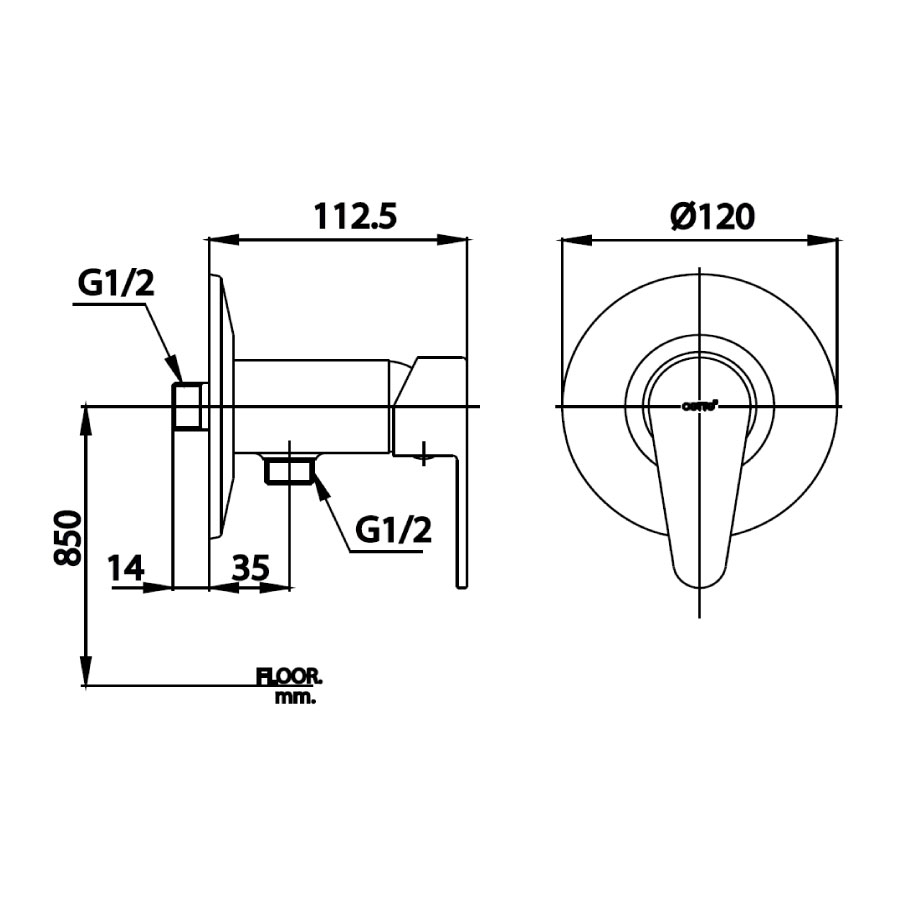 Van điều chỉnh âm tường COTTO CT2291A nóng lạnh 1 đường nước Next I