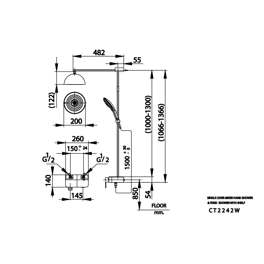 Bộ sen cây COTTO CT2242W nóng lạnh bát tròn có loa Bluetooth - 2