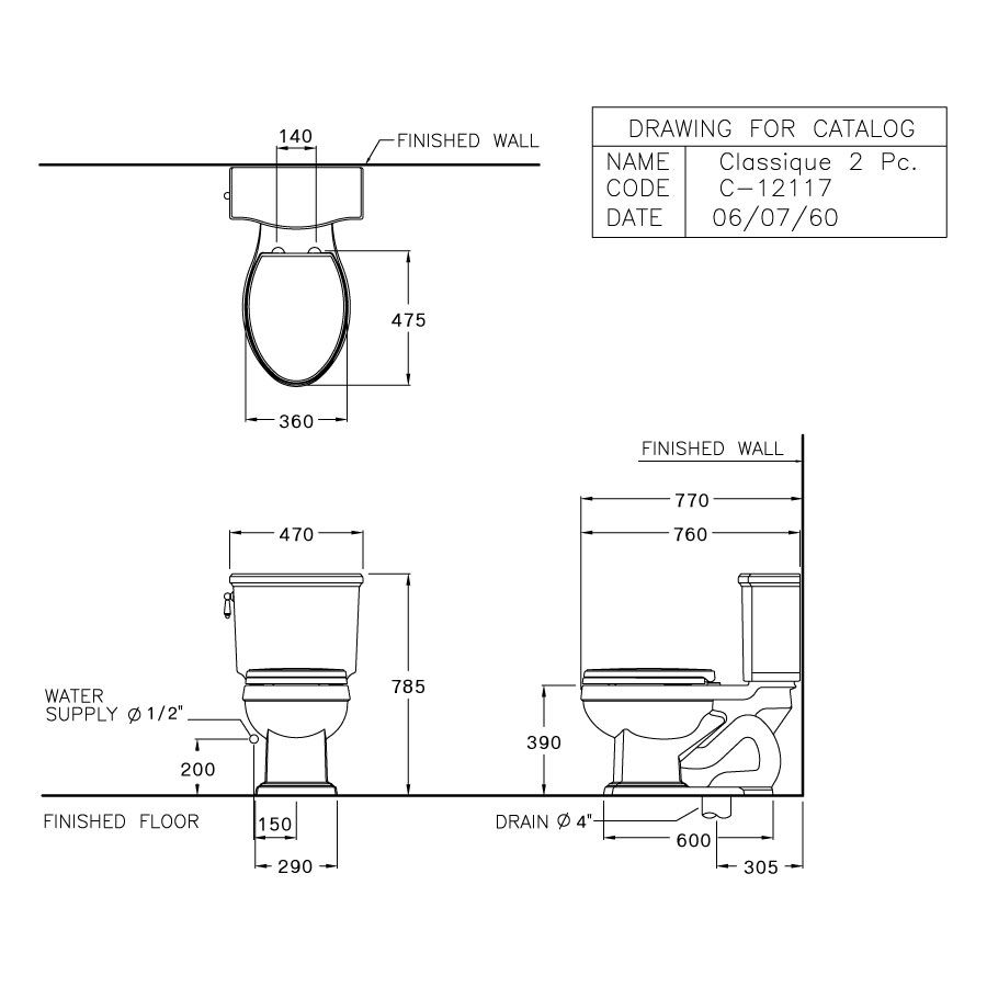 Bồn cầu 2 khối COTTO C12117 nắp đóng êm Classique C91262 - 2