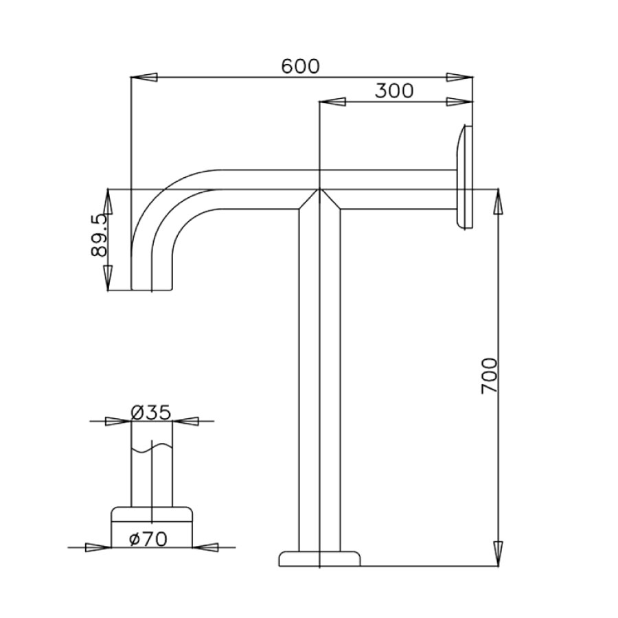 Thanh tay vịn COTTO CT7504(HM) Handrail hình chữ T - 2