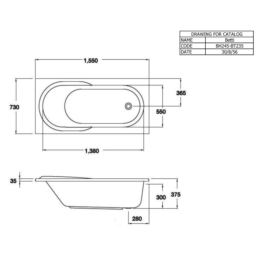 Bồn tắm COTTO BH245PP(H) xây bệ có tay vịn - 2