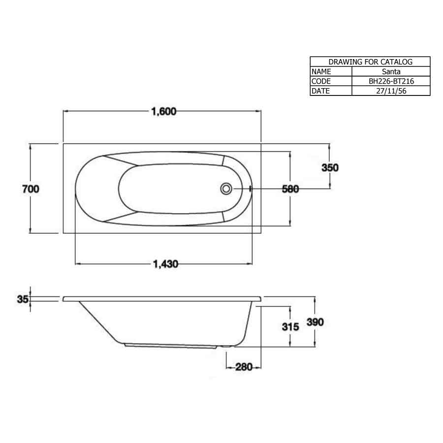 Bồn tắm COTTO BH226D(H) / BH226PP(H) xây bệ có tay vịn - 2