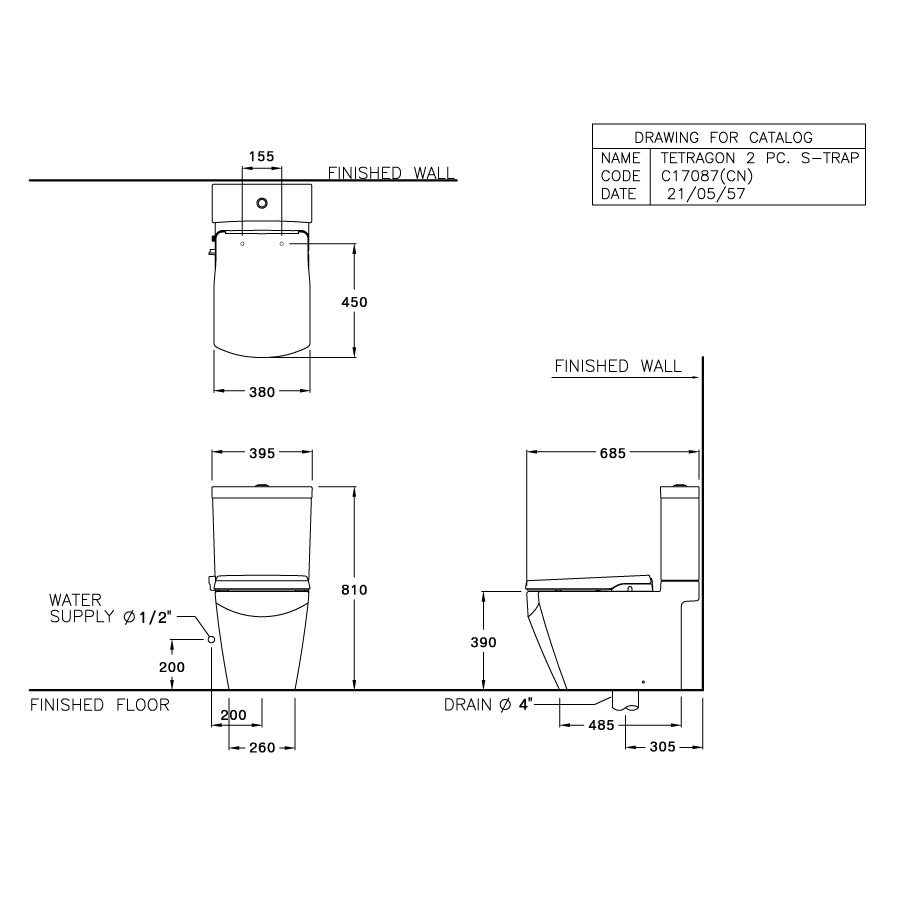 Bồn cầu 2 khối nắp rửa cơ COTTO C17087(CN) Grand Tetragon - 3