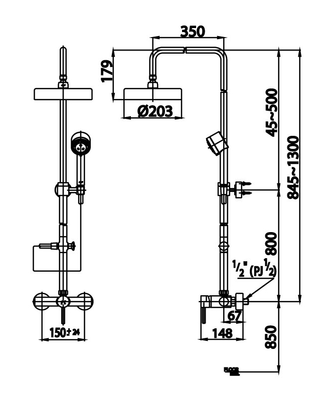 Bộ sen cây COTTO CT2047WS nóng lạnh bát tròn - 2