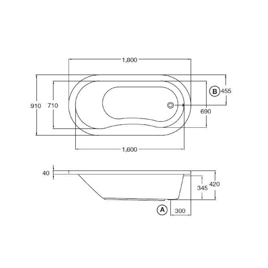 Bồn tắm COTTO BT2020SPP đặt sàn 1m8 Marine