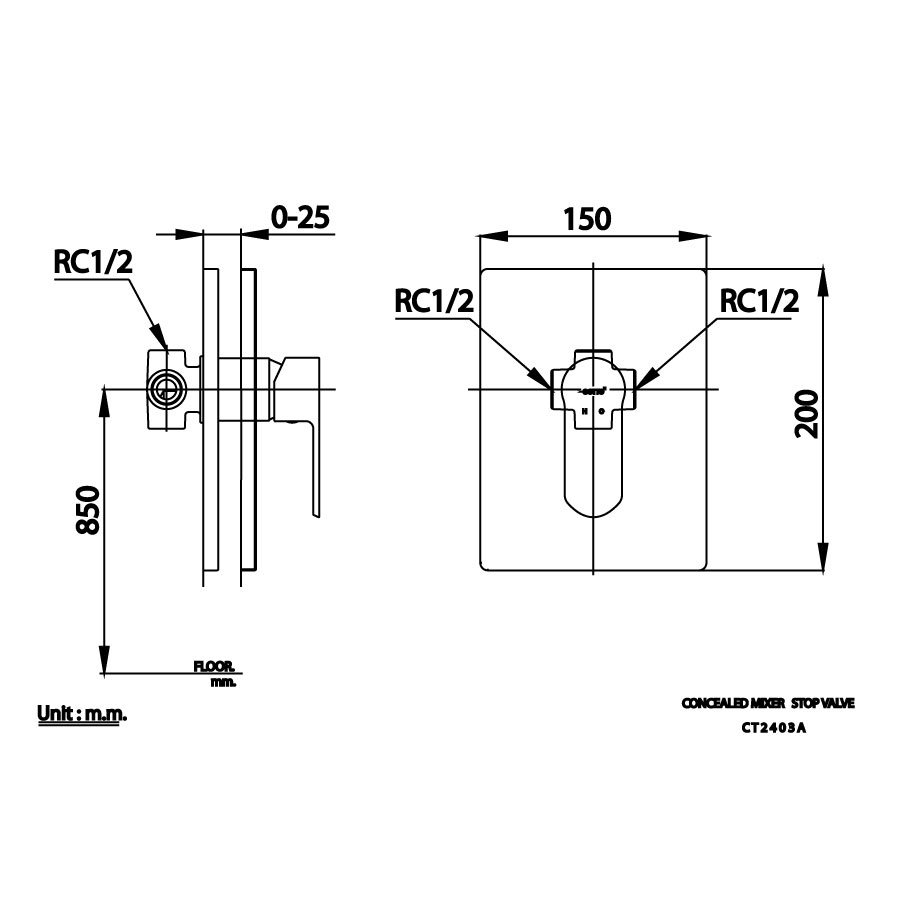 Van điều chỉnh âm tường COTTO CT2403A nóng lạnh 1 đường nước Waltz - 2