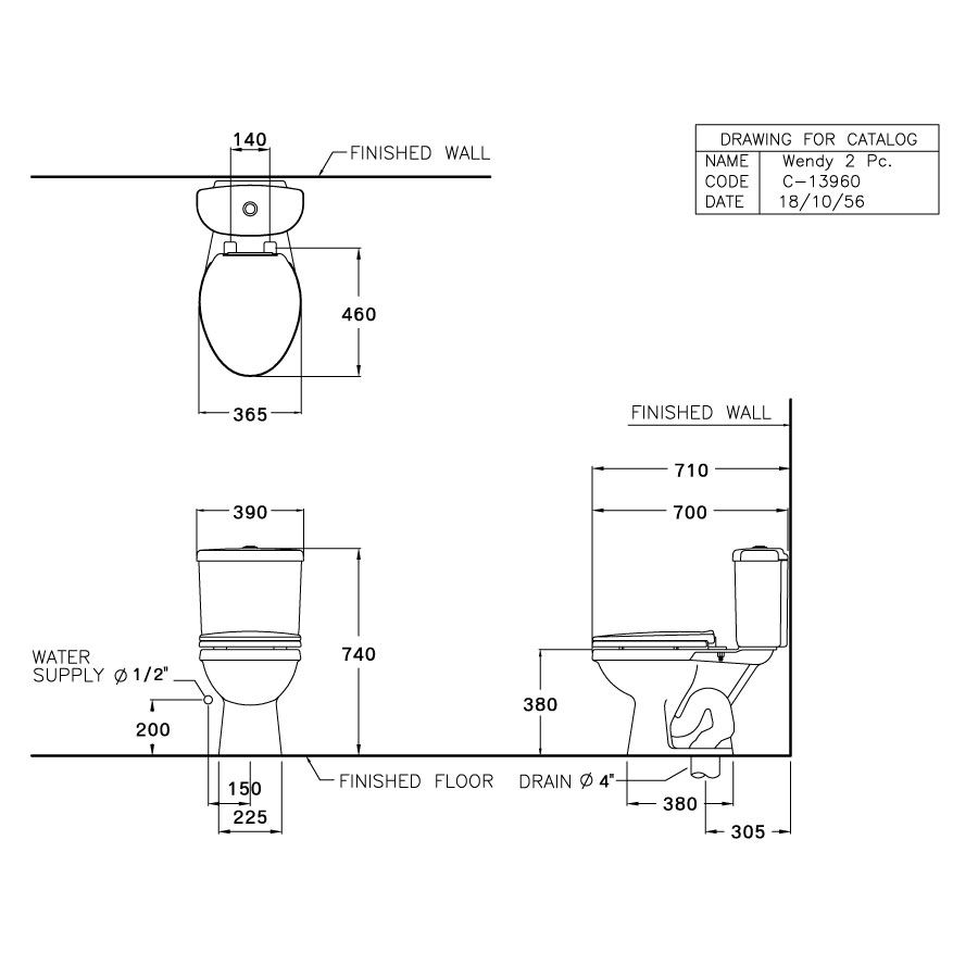 Bồn cầu 2 khối COTTO C13960 nắp đóng êm Wendy - 2