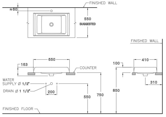 Chậu rửa lavabo đặt bàn COTTO C00247 Riviera - 3