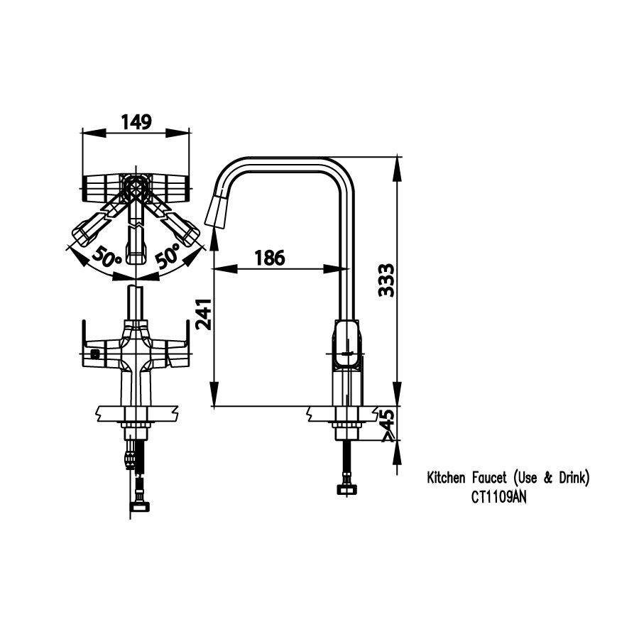 Vòi bếp COTTO CT1109AN nước lạnh Aqua-Twins - 2