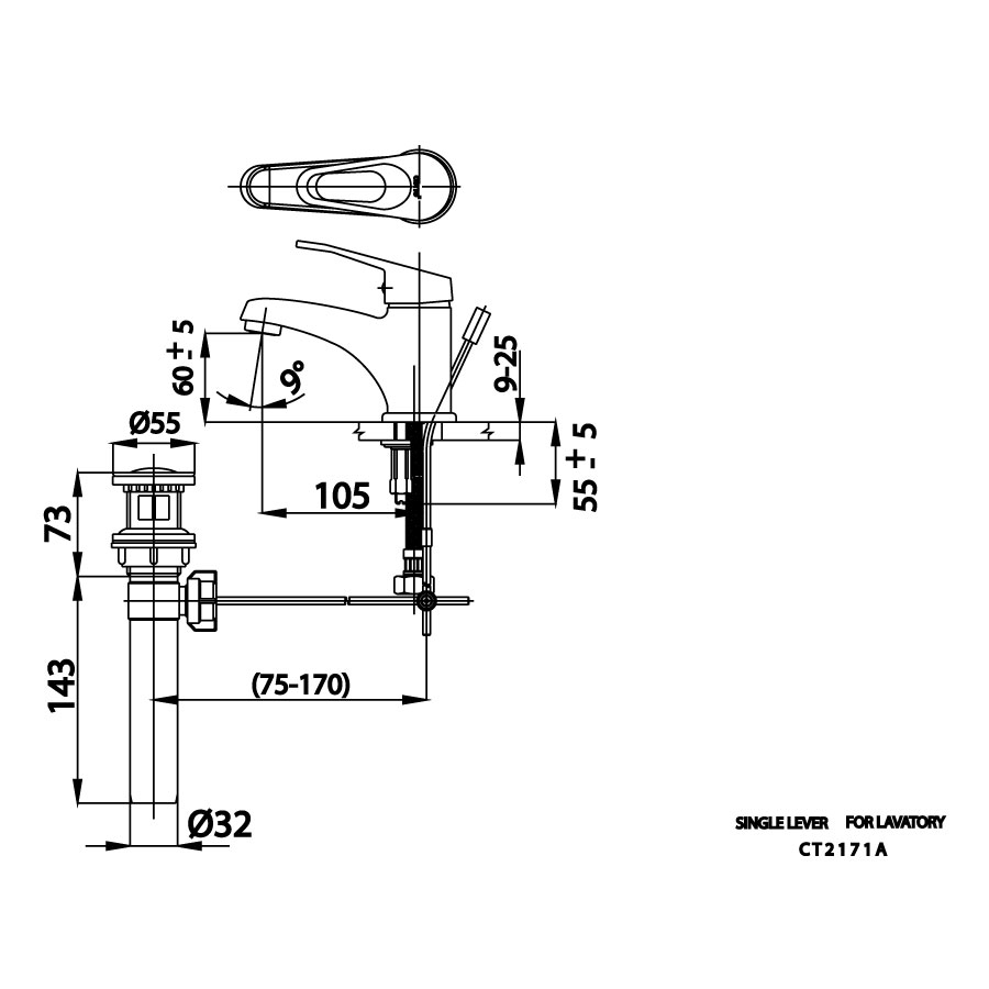 Vòi chậu lavabo COTTO CT2171A nóng lạnh Arona V II - 2
