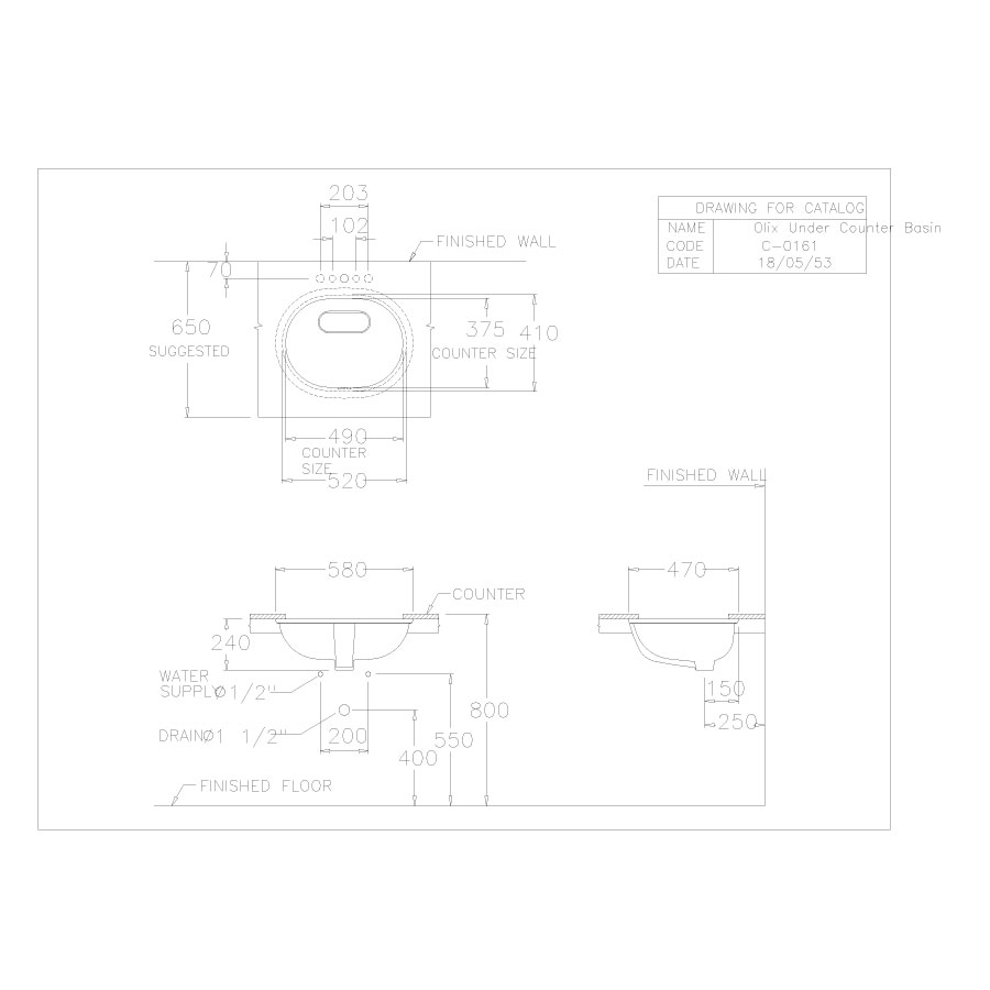 Chậu rửa mặt lavabo âm bàn COTTO C01617
