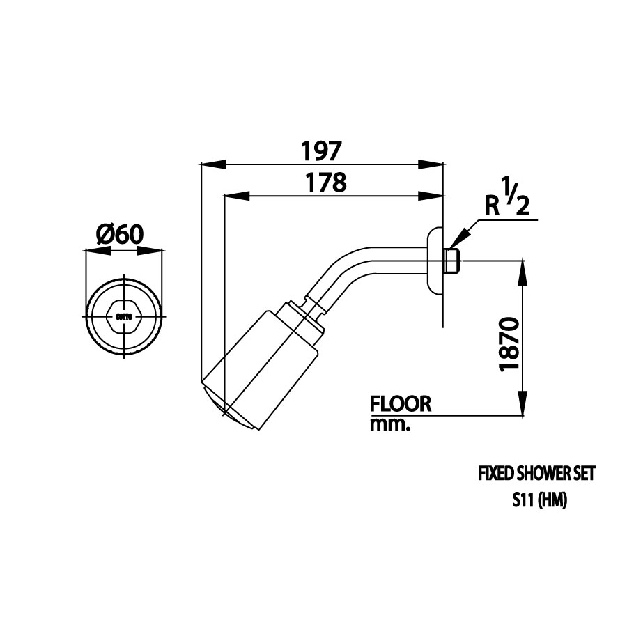 Bát sen COTTO S11(HM) gắn tường 1 chức năng - 2
